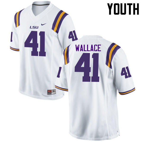Youth LSU Tigers #41 Abraham Wallace College Football Jerseys Game-White - Click Image to Close